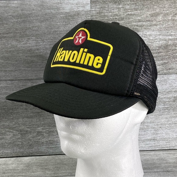 VTG Havoline Texaco Adjustable Mesh Snapback Trucker Hat Black Preowned - Picture 1 of 12